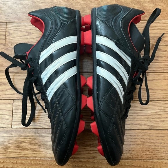 [US10]VTG Adidas Men's TRX Firm Ground Black Soccer Shoes Cleats EUC - Picture 4 of 7